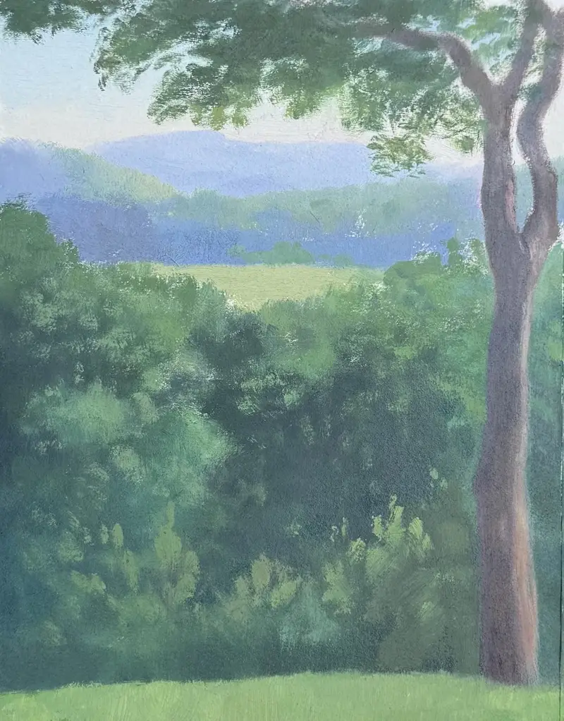 Ultramarine Hills of the Divan of Hafez by Mursal Nazary, oil on paper, 2026